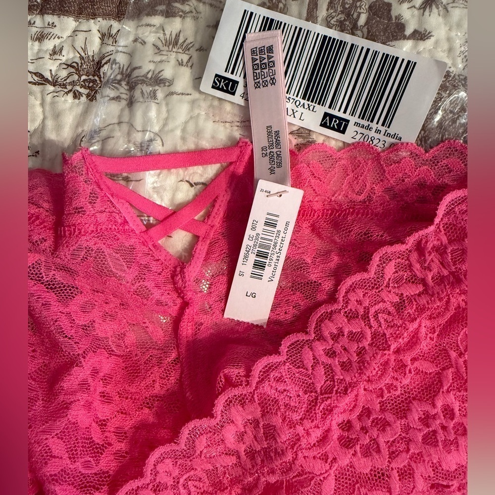 VICTORIA’S SECRET Lace Pink Women's Intimate Panty size L/G - Picture 5 of 5